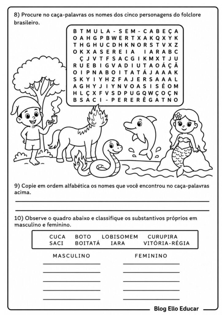 Atividades do Folclore para 4º e 5º ano