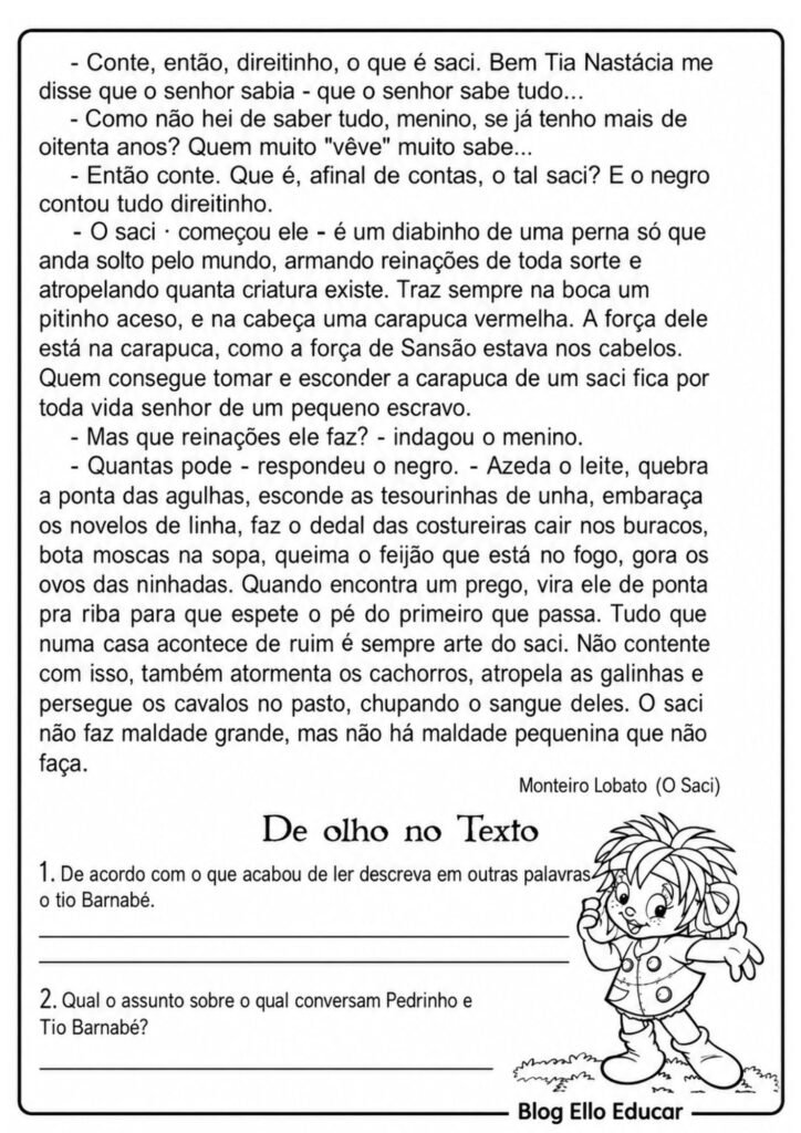 Atividades do Folclore para 5º ano