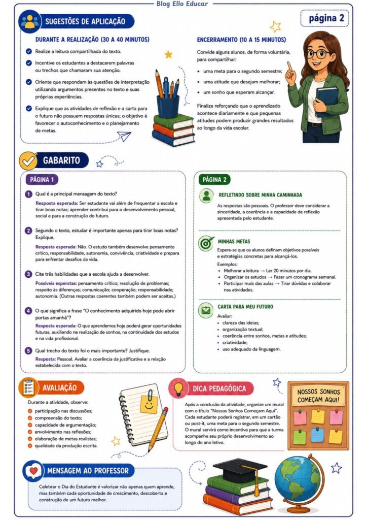 Atividades para o dia do estudante 6° ano