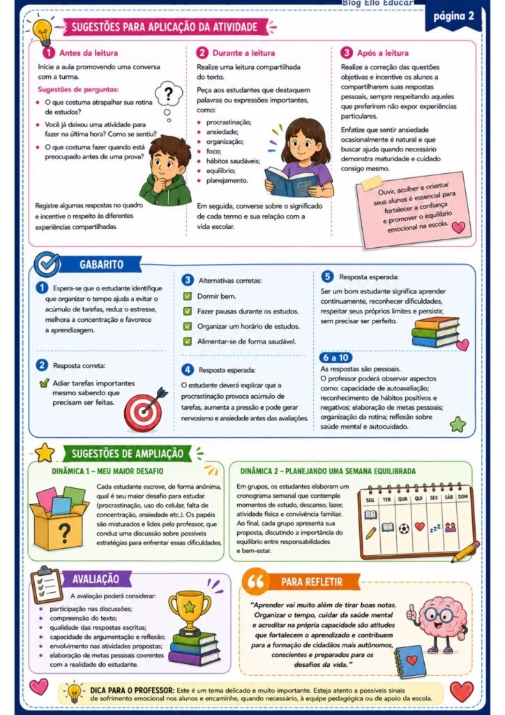 Atividades para o dia do estudante 8° ano