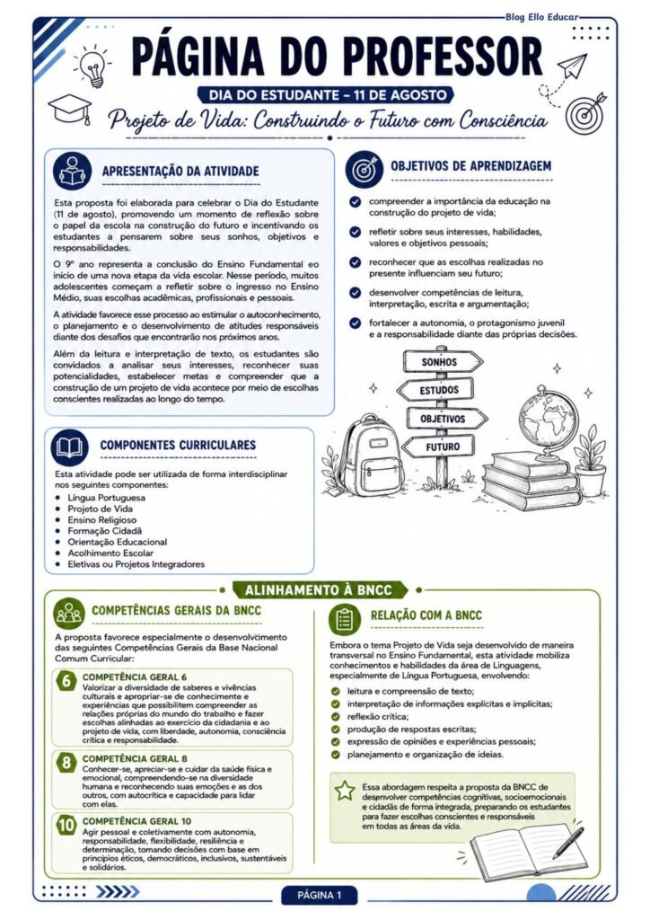 Atividades para o dia do estudante 9° ano