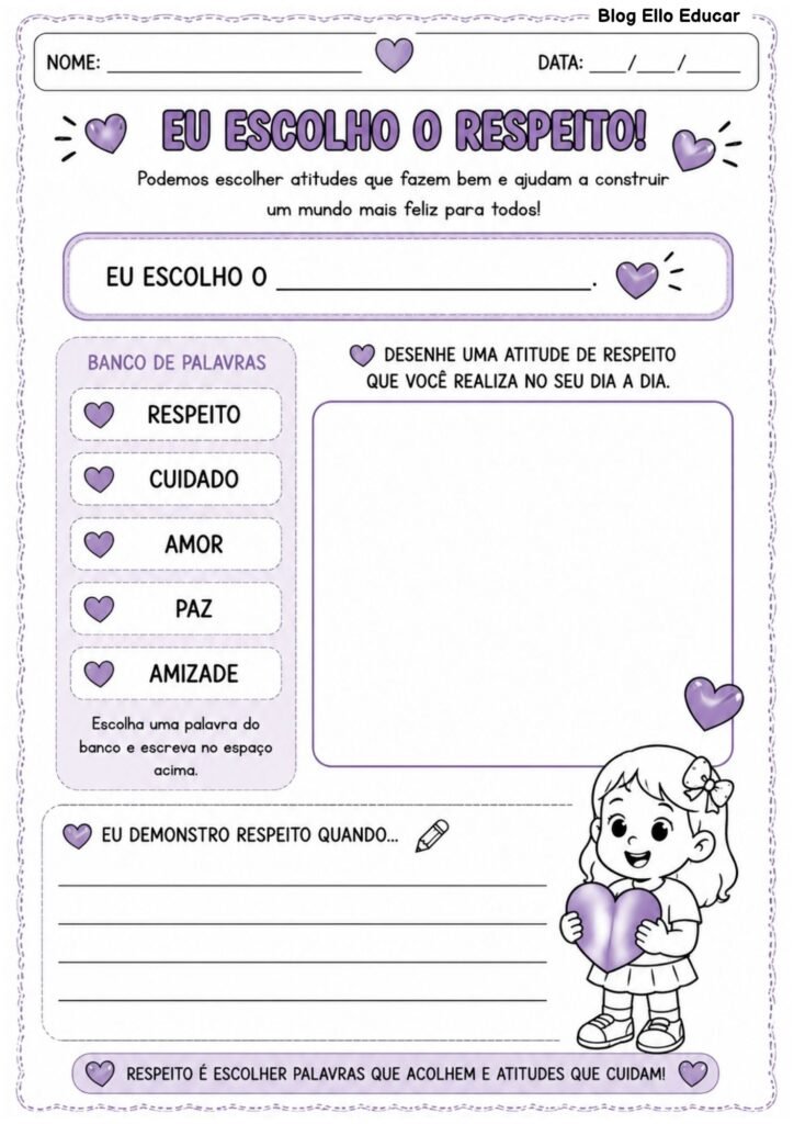 Atividades sobre o Agosto Lilás para 1° ano