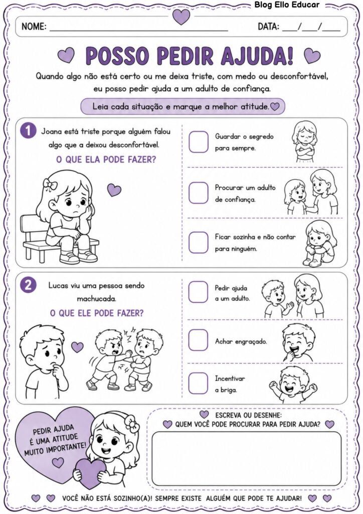 Atividades sobre o Agosto Lilás para 1° ano