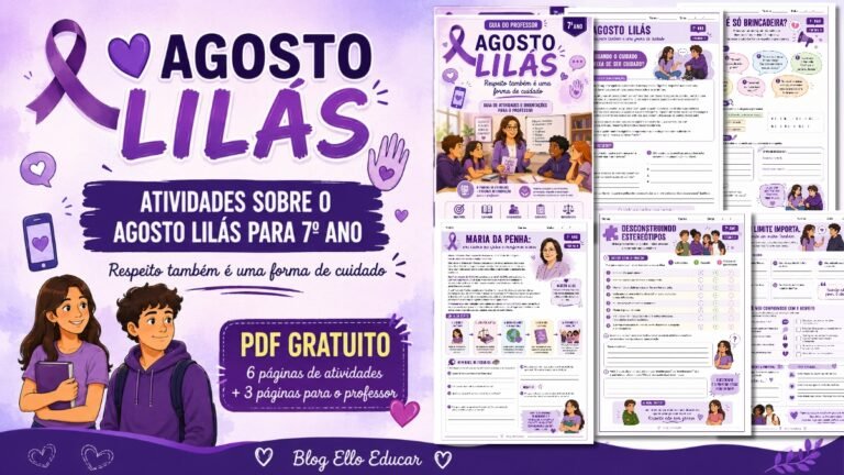 Atividades sobre o Agosto Lilás para 7° ano