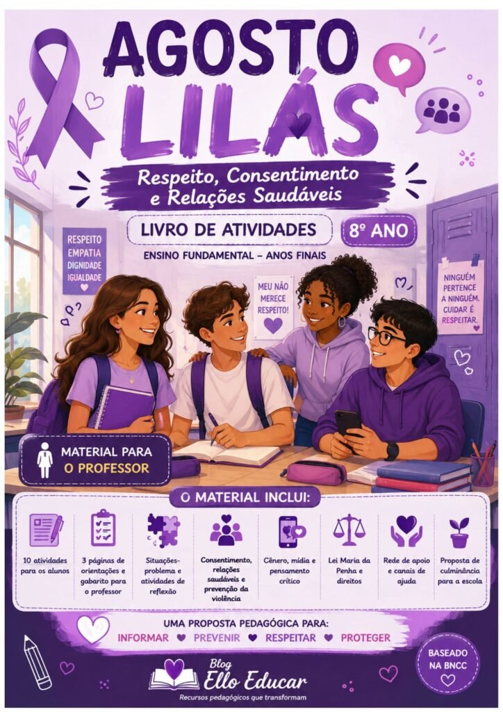 Atividades sobre o Agosto Lilás para 8° ano