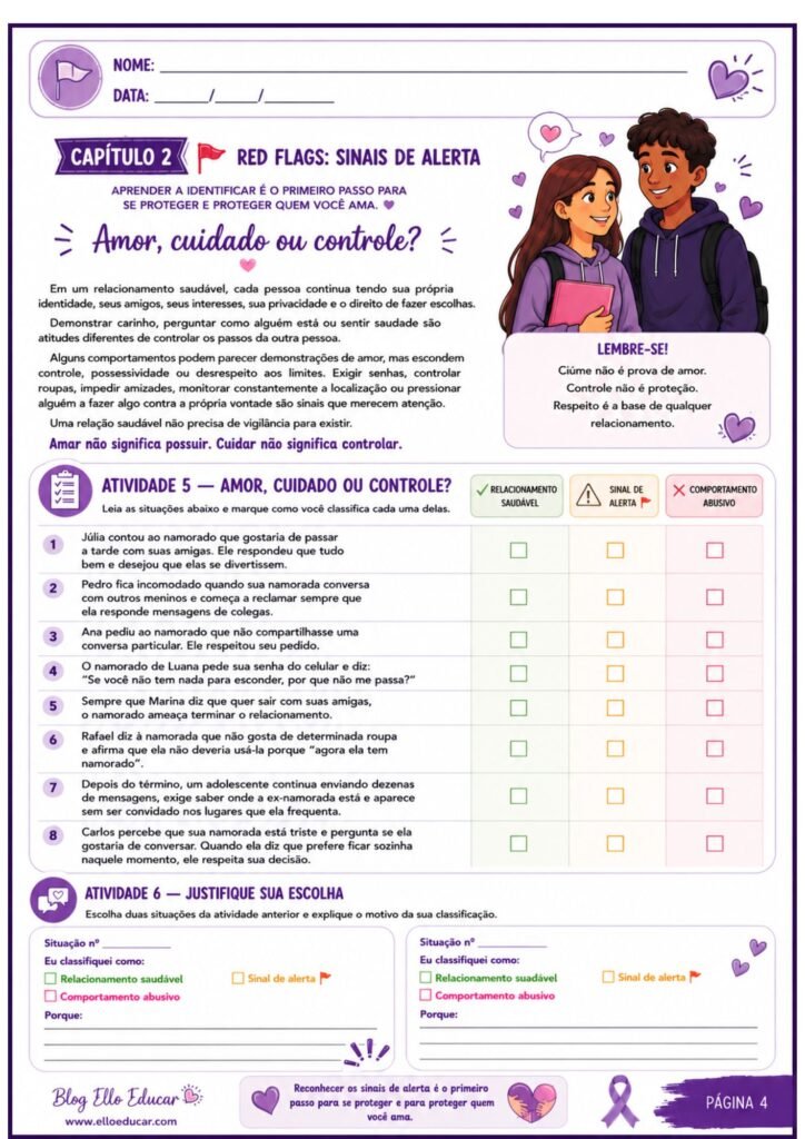 Atividades sobre o Agosto Lilás para 9° ano