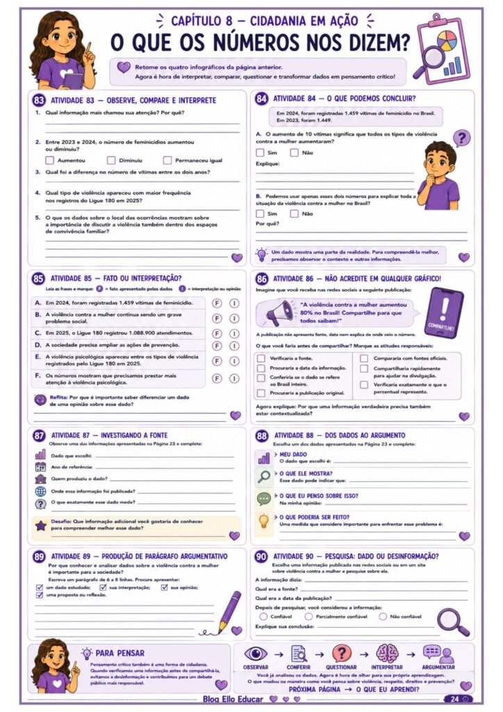 Atividades sobre o Agosto Lilás para 9° ano
