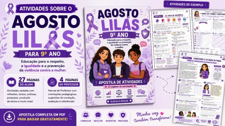 Atividades sobre o Agosto Lilás para 9° ano