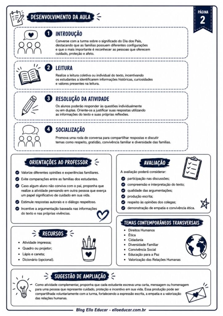 Atividades sobre o Dia das Pais para os anos finais