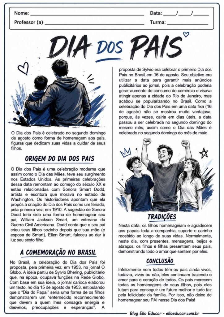 Atividades sobre o Dia das Pais para os anos finais