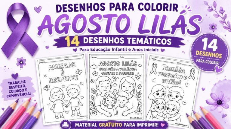 Desenhos para colorir agosto lilás