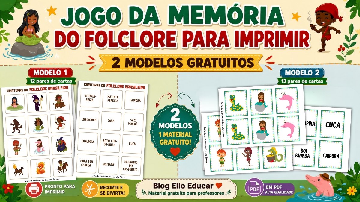 Jogo da Memória do Folclore para imprimir grátis