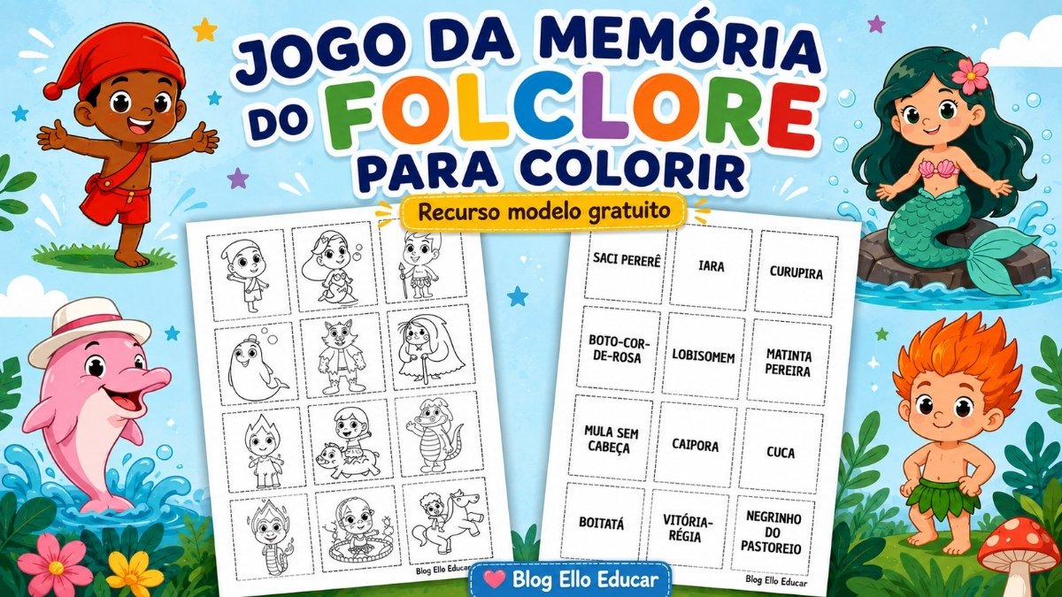 Jogo da Memória do Folclore para colorir – Baixe grátis!