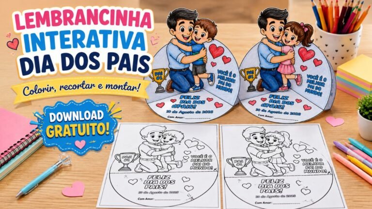 Lembrancinha interativa Dia das Pais para colorir