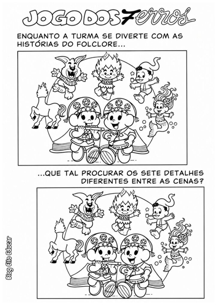 Passatempo do Folclore para imprimir