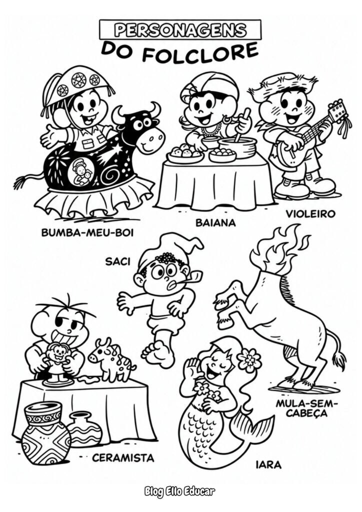 Passatempo do Folclore para imprimir