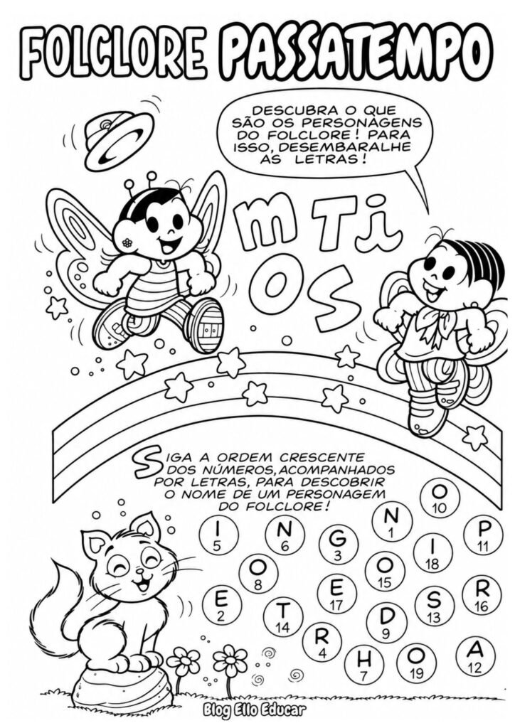 Passatempo do Folclore para imprimir