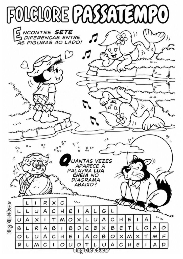 Passatempo do Folclore para imprimir