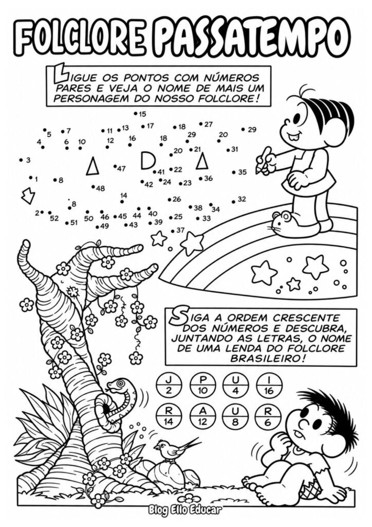 Passatempo do Folclore para imprimir