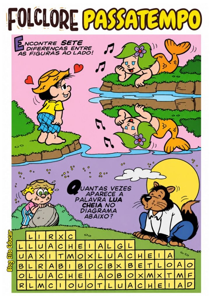 Passatempo do Folclore para imprimir
