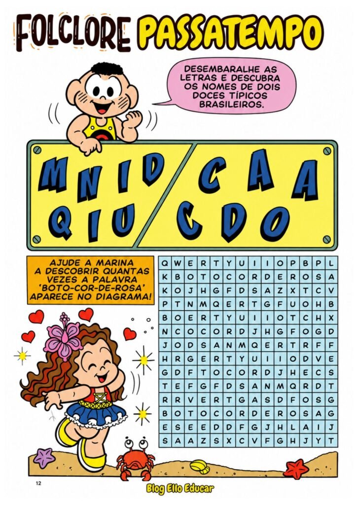 Passatempo do Folclore para imprimir