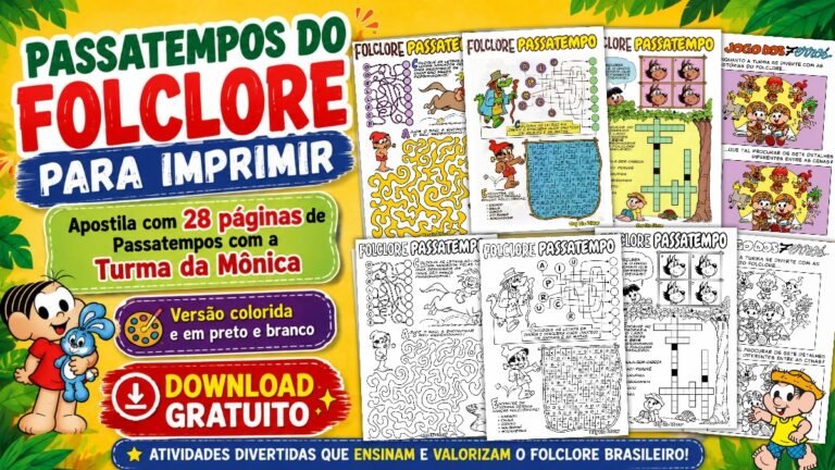 Passatempo do Folclore para imprimir