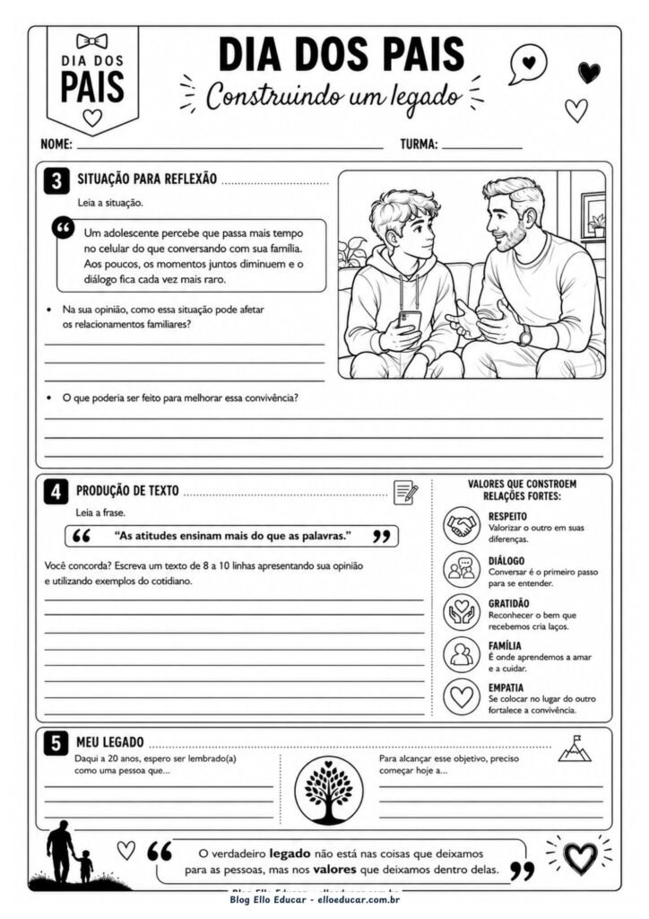 Atividades do Dia dos pais - 9° ano
