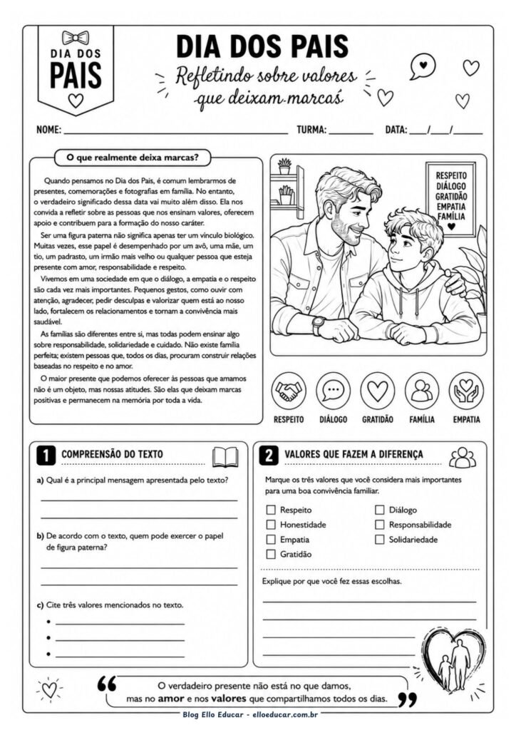 Atividades do Dia dos pais - 9° ano