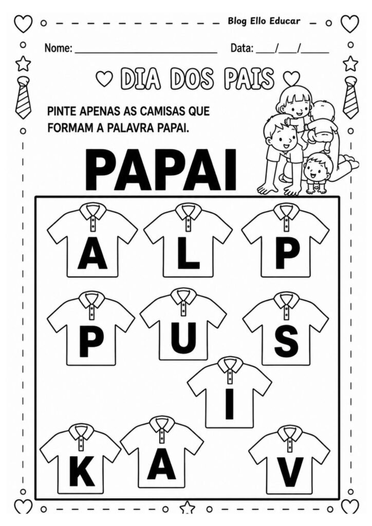 Atividades dia dos pais para educação infantil
