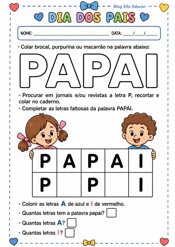 Atividades dia dos pais para educação infantil