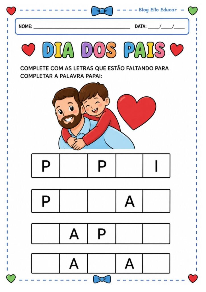 Atividades dia dos pais para educação infantil