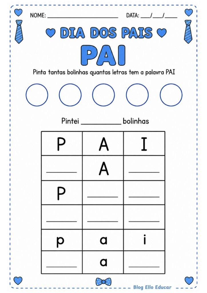 Atividades dia dos pais para educação infantil