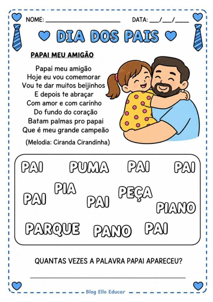 Atividades dia dos pais para educação infantil