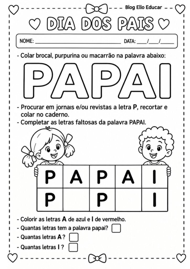 Atividades dia dos pais para educação infantil