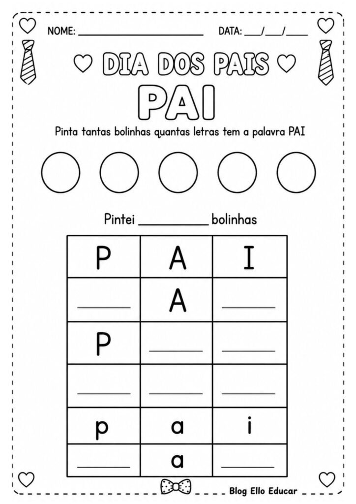 Atividades dia dos pais para educação infantil