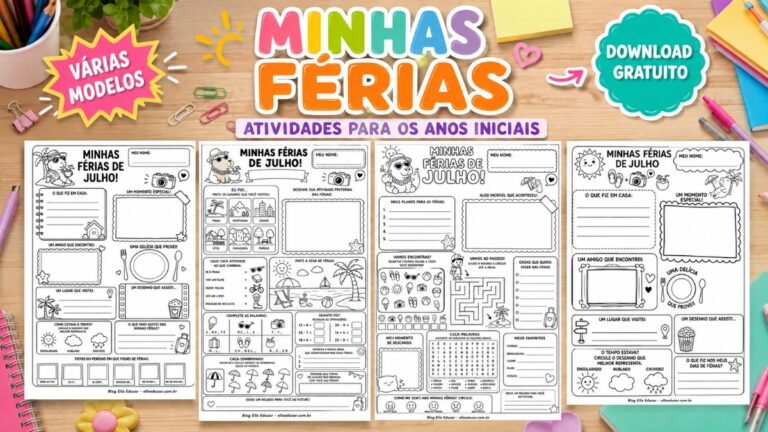 Atividades sobre as férias para imprimir