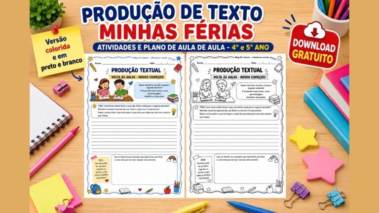 produção de texto minhas férias 4° e 5° ano.