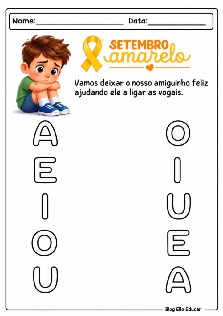 Atividades sobre Setembro Amarelo para Educação Infantil
