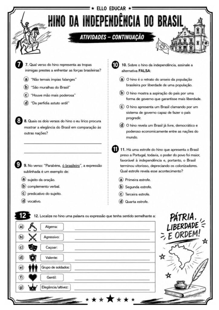 Atividades de Interpretação do Hino da Independência