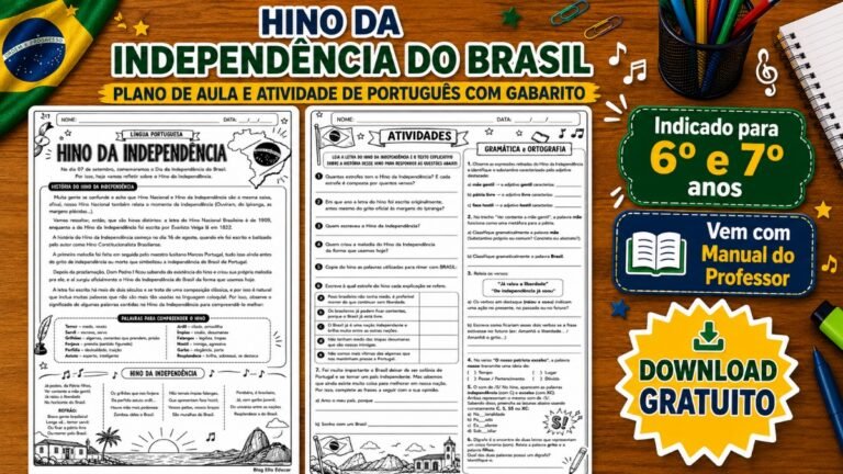 Atividades de Português com o Hino da Independência.