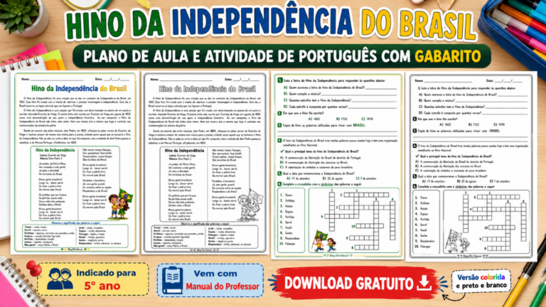 Atividades de Português com Hino da Independência 5º ano