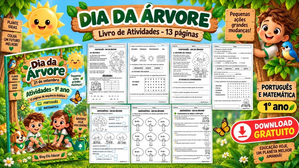 Atividades do Dia da Árvore 1º ano: apostila gratuita em PDF