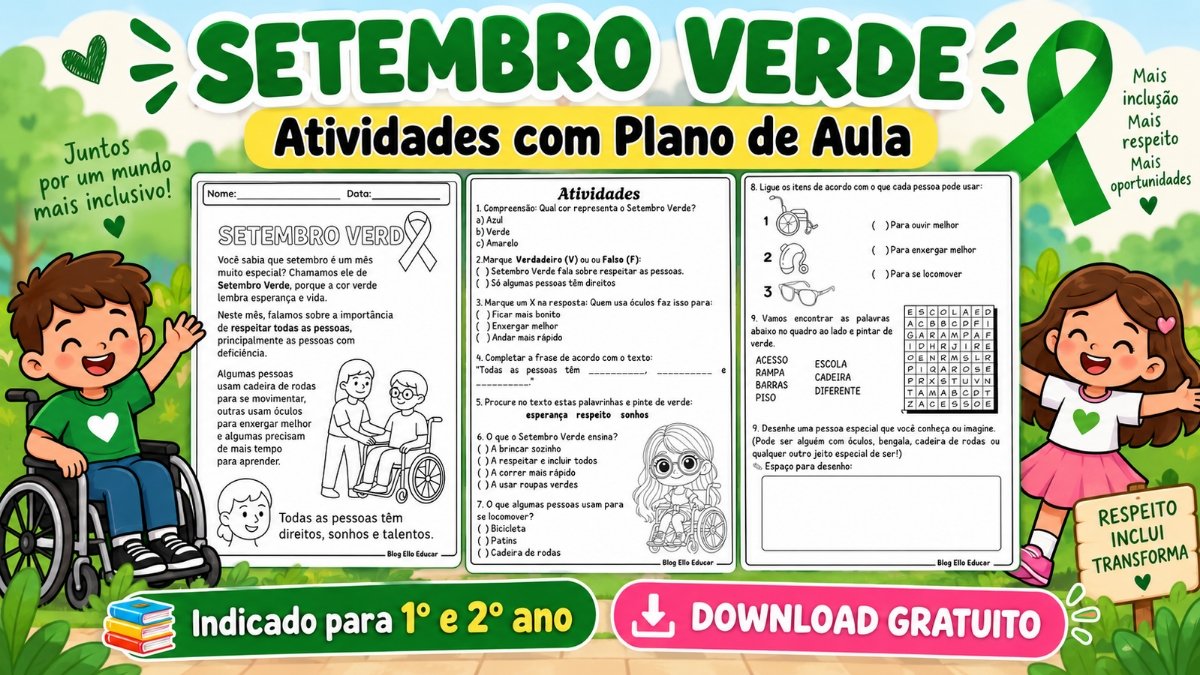 Atividades do Setembro Verde 1° e 2º ano: Plano de aula e PDF Grátis!