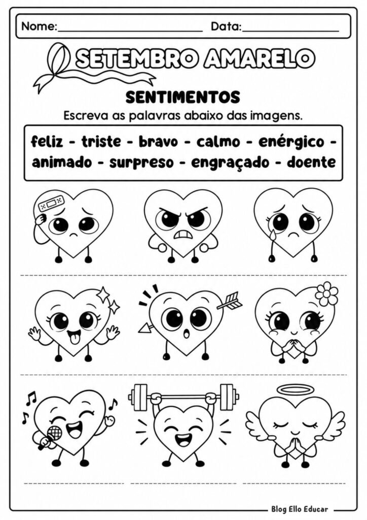 Atividades sobre Setembro Amarelo 3º ano
