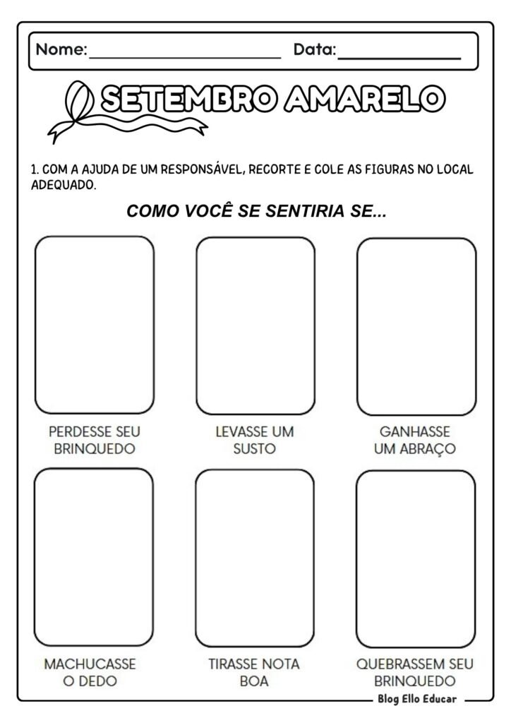 Atividades sobre Setembro Amarelo 3º ano