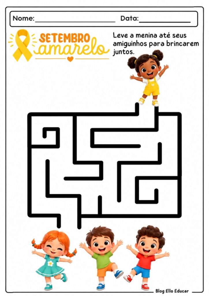 Atividades sobre Setembro Amarelo para Educação Infantil