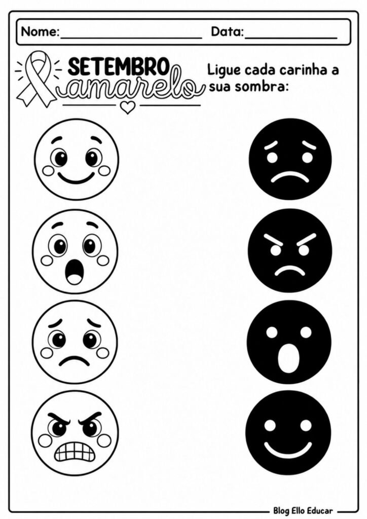 Atividades sobre Setembro Amarelo para Educação Infantil