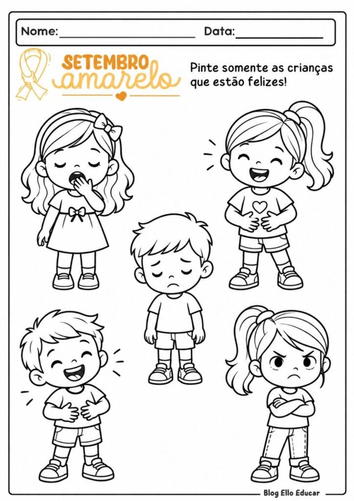 Atividades sobre setembro amarelo para Educação Infantil