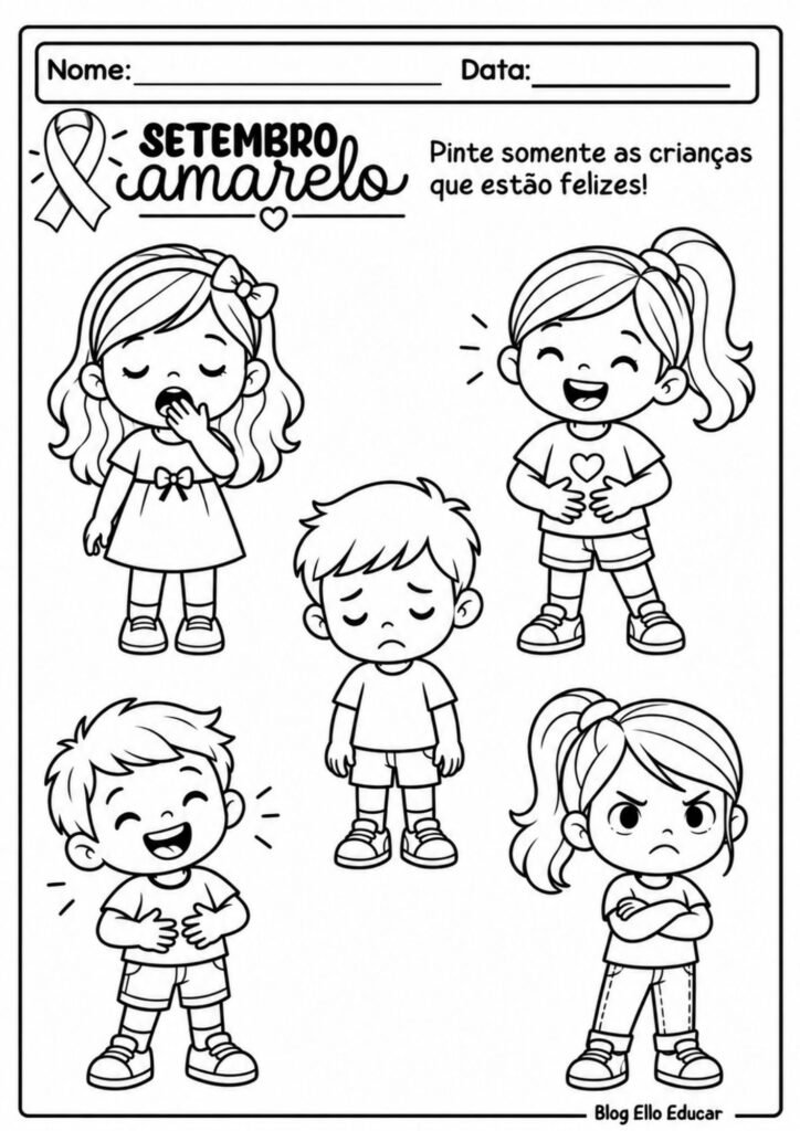 Atividades sobre setembro amarelo para Educação Infantil