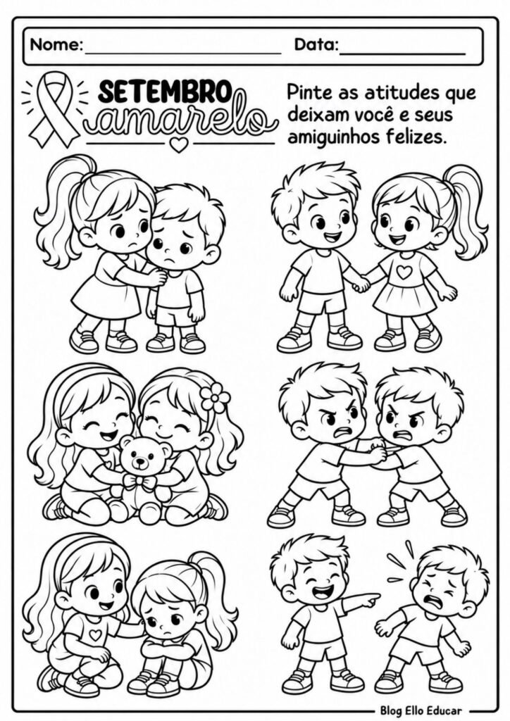 Atividades sobre setembro amarelo para Educação Infantil